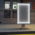 Blank,Glowing,Billboard,On,Empty,Street,At,Night,,Mock,Up