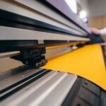 Female,Hands,Holding,Yellow,Printable,Material,On,Alarge,Format,Printing